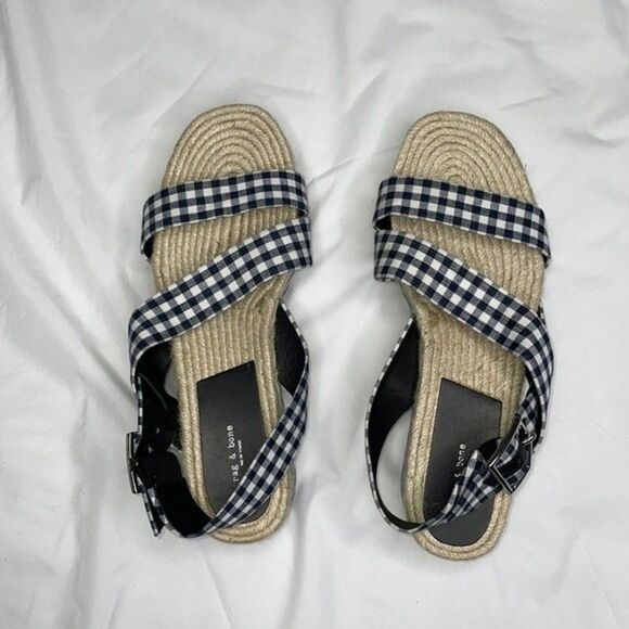 New RAG & BONE Womens Size 40 / US10 Plaid Print Slingback Sandals - Picture 7 of 9